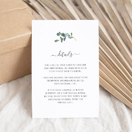 Tarjeta De Recepción Eucalyptus Escudo | Detalles del invitado del Boda