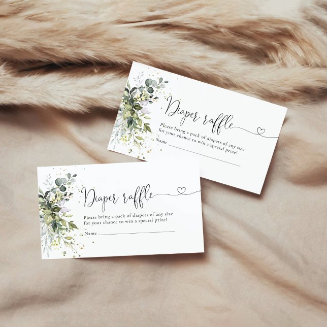 Tarjeta De Recepción Eucalyptus Floral Greenery Diaper Raffle (Subido por el creador)