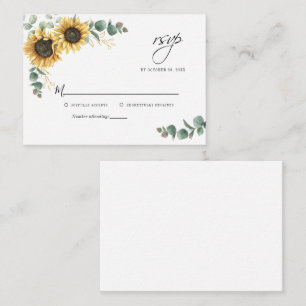 Tarjeta De Recepción Eucalyptus Floral Sunflower RSVP