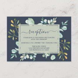 Tarjeta De Recepción Eucalyptus Foliage Navy Boda Botánico Azul