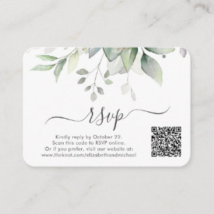 Tarjeta De Recepción Eucalyptus Foto Código QR Boda RSVP