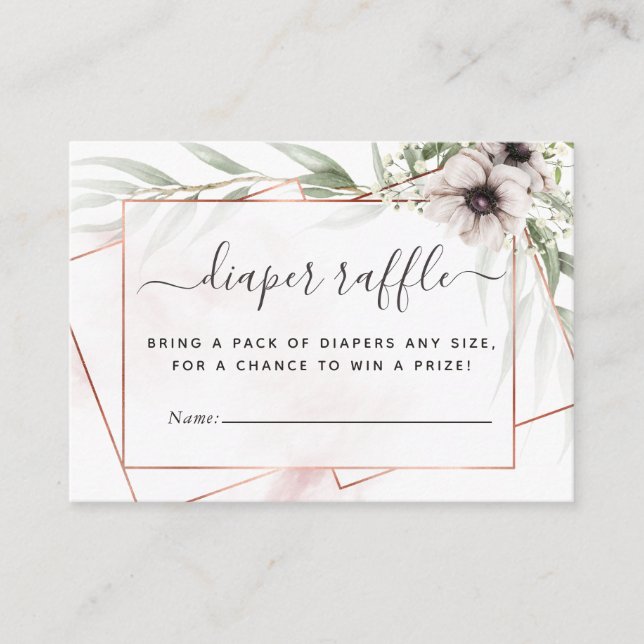 Tarjeta De Recepción Eucalyptus Geometric Baby Shower Diaper Raffle (Anverso)