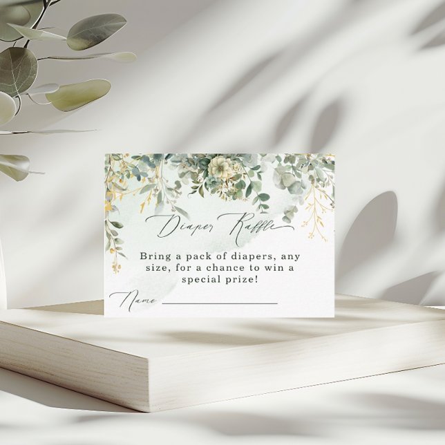 Tarjeta De Recepción Eucalyptus Greenery Botánica Floral Diaper Raffle (Subido por el creador)