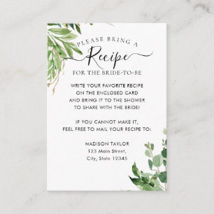 Tarjeta De Recepción Eucalyptus Greenery Bridal Shower Receta