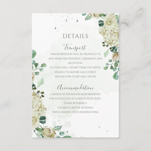 Tarjeta De Recepción Eucalyptus Greenery deja a un elegante Boda floral (Anverso)