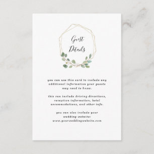 Tarjeta De Recepción Eucalyptus Greenery   Detalles del Boda geométrico