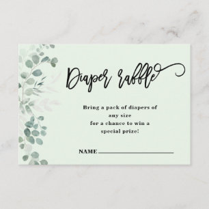 Tarjeta De Recepción Eucalyptus Greenery Diaper Raffle Baby Shower