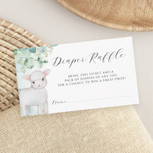 Eucalyptus Greenery Lamb Baby Shower Diaper Raffle