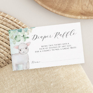 Tarjeta De Recepción Eucalyptus Greenery Lamb Baby Shower Diaper Raffle