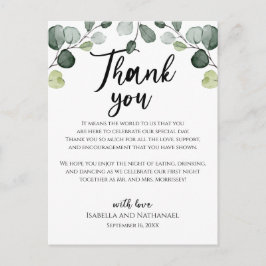 Tarjeta de recepción Eucalyptus Greenery Wedding