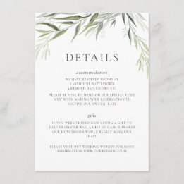Tarjeta De Recepción Eucalyptus Gum deja Boda de la vegetación
