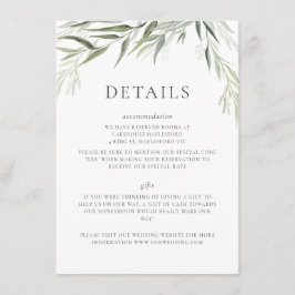 Tarjeta De Recepción Eucalyptus Gum deja Boda de la vegetación