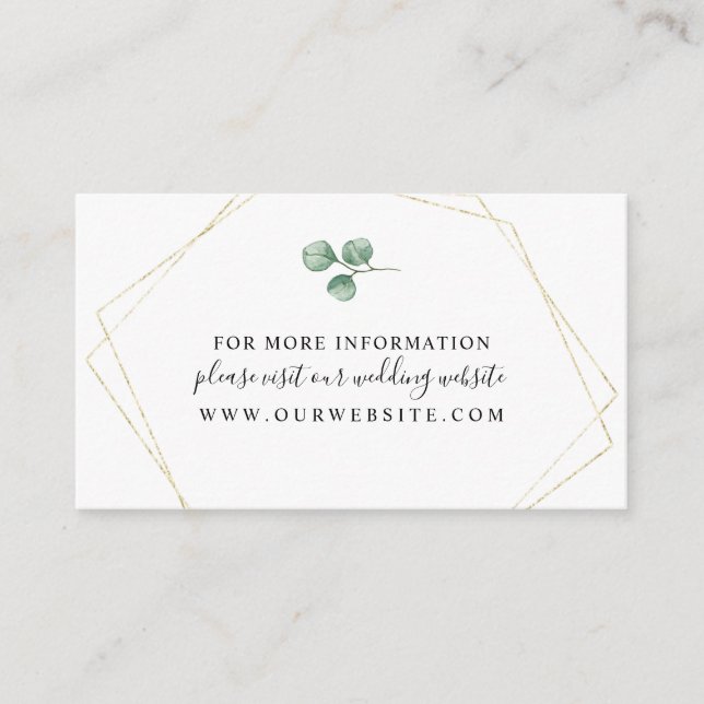 Tarjeta De Recepción Eucalyptus + Información de marco geométrico de or (Anverso)