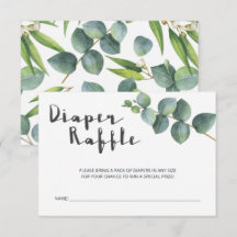 Eucalyptus moderno Baby Shower Diaper Raffle
