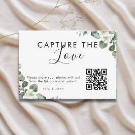 Tarjeta De Recepción Eucalyptus moderno Captura el código QR del amor