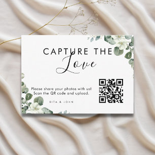 Tarjeta De Recepción Eucalyptus moderno Captura el código QR del amor