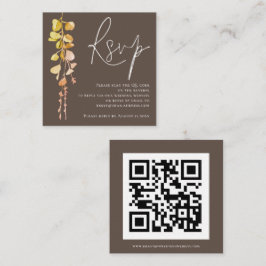 Tarjeta De Recepción Eucalyptus moderno Tono de tierra QR Boda de códig