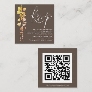 Tarjeta De Recepción Eucalyptus moderno Tono de tierra QR Boda de códig