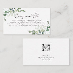 Tarjeta De Recepción Eucalyptus Poem Honeymoon Wish QR Code
