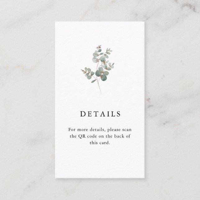 Tarjeta De Recepción Eucalyptus QR (Anverso)
