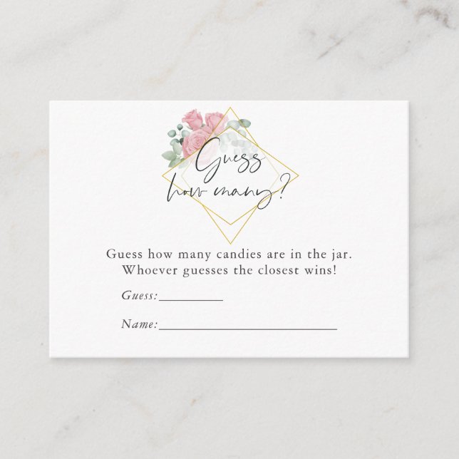Tarjeta De Recepción Eucalyptus Rosa Juego de golosinas Baby Shower geo (Anverso)