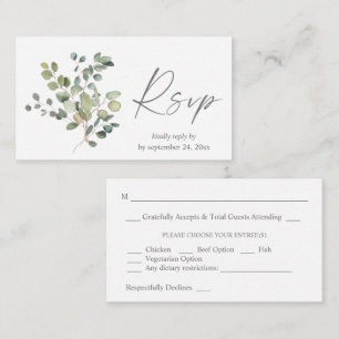 Tarjeta De Recepción Eucalyptus Rústico Presupuestario Duo 2SM Meal RSV