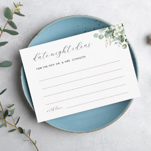 Tarjeta De Recepción Eucalyptus & Script Fecha Noche Ideas Ducha Novial