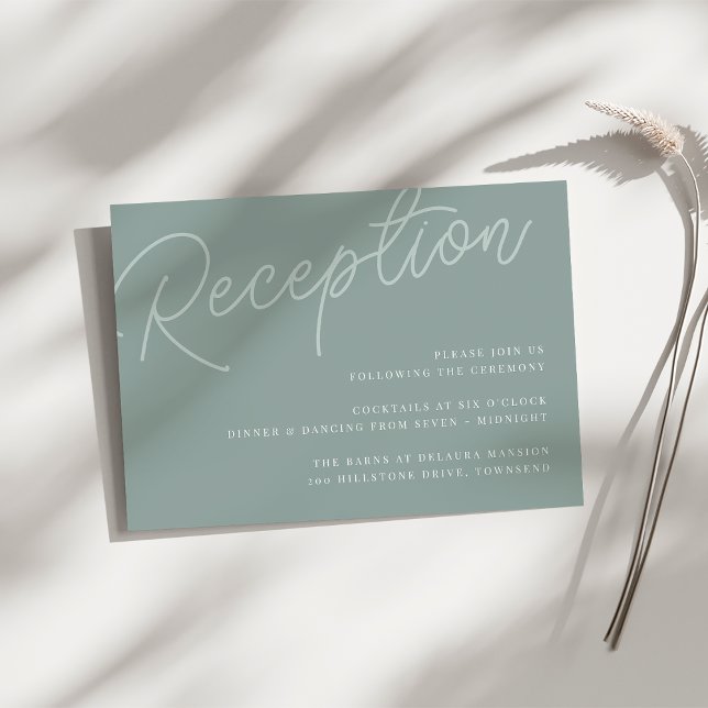 Tarjeta De Recepción Eucalyptus | Script Watermark Wedding Reception (Subido por el creador)