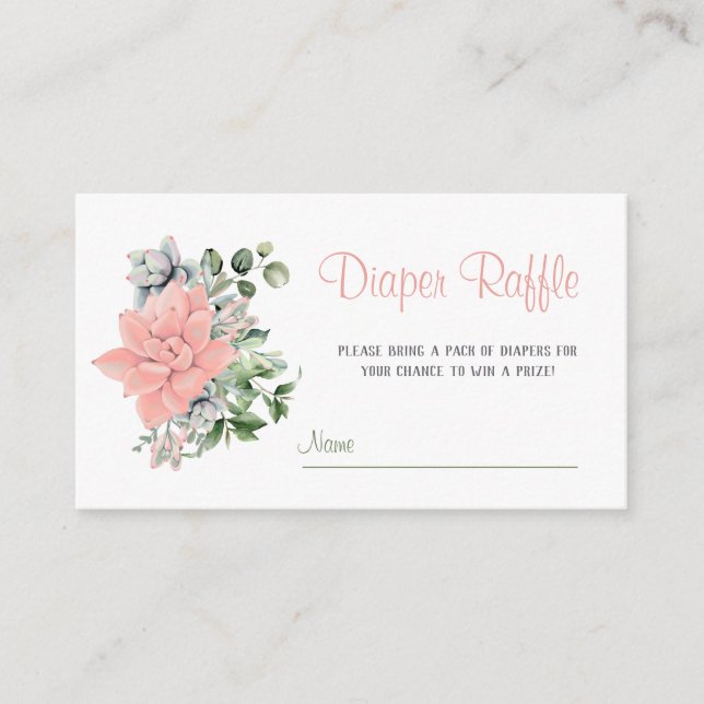 Tarjeta De Recepción Eucalyptus Suculento Greenery Diaper Raffle Game (Anverso)