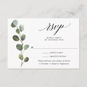 Tarjeta De Recepción Eucalyptus verde boda blanca negra RSVP