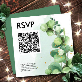 Tarjeta De Recepción Eucalyptus verde simple código qr boda rsvp