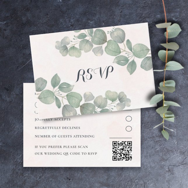Tarjeta De Recepción Eucalyptus Verde y Naranja Código QR Código RSVP B (Subido por el creador)
