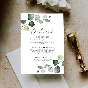 Tarjeta De Recepción Eucalyptus Wedding Details Enclosure Card