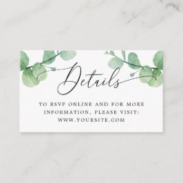 Tarjeta De Recepción Eucalyptus Wedding Insert | Greenery Details + QR