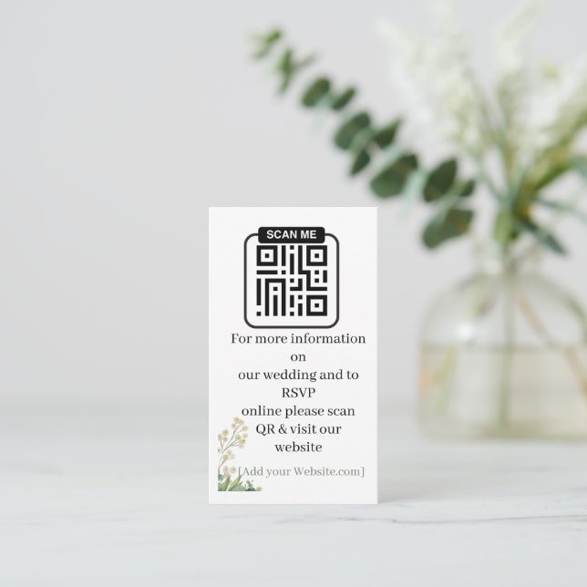 Tarjeta De Recepción Eucalyptus & White Florals Botanical Wedding  (Anverso de pie)
