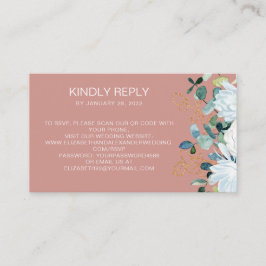 Tarjeta De Recepción Eucalyptus y flores blancas Código QR en línea RSV