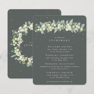 Tarjeta De Recepción Eventos de Boda Green Snowberry+Eucalyptus Garland