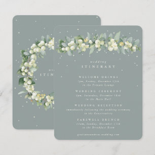Tarjeta De Recepción Eventos de Boda Green Snowberry+Eucalyptus Garland