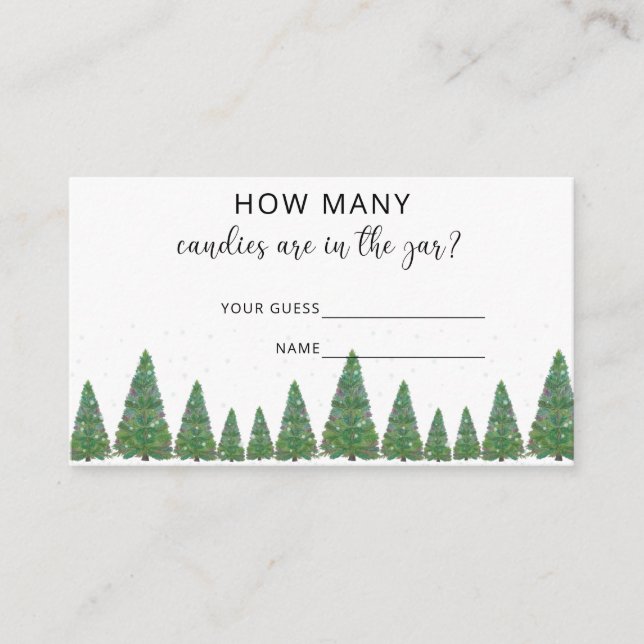 Tarjeta De Recepción Evergreen adivina cuántos dulces (Anverso)