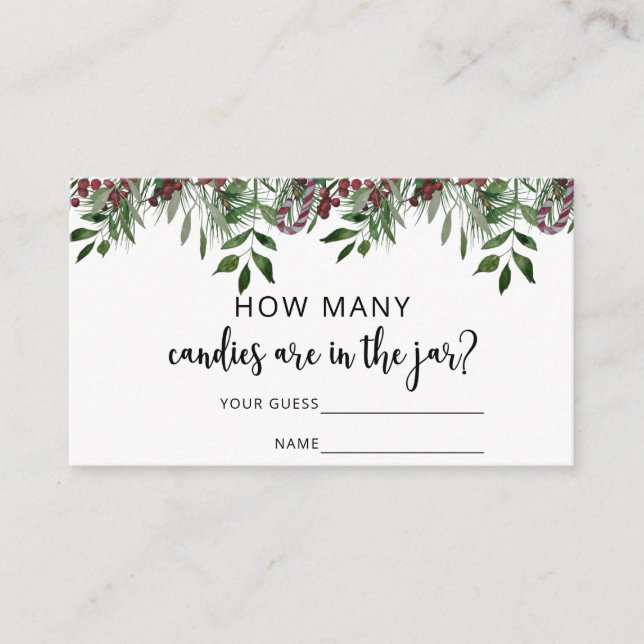 Tarjeta De Recepción Evergreen adivina cuántos dulces (Anverso)