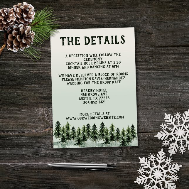 Tarjeta De Recepción Evergreen Mountain Forest Green White Black (Subido por el creador)