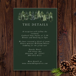 Tarjeta De Recepción Evergreen Mountain Glen Blanco Verde Negro