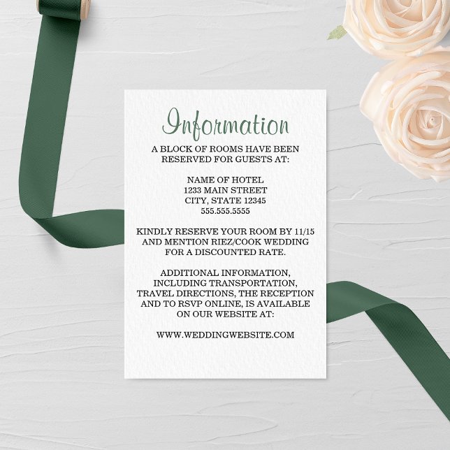 Tarjeta De Recepción Evergreen Pine Boda (Subido por el creador)
