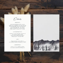 Tarjeta De Recepción Evergreen Pine Tree Mountains Simple Boda