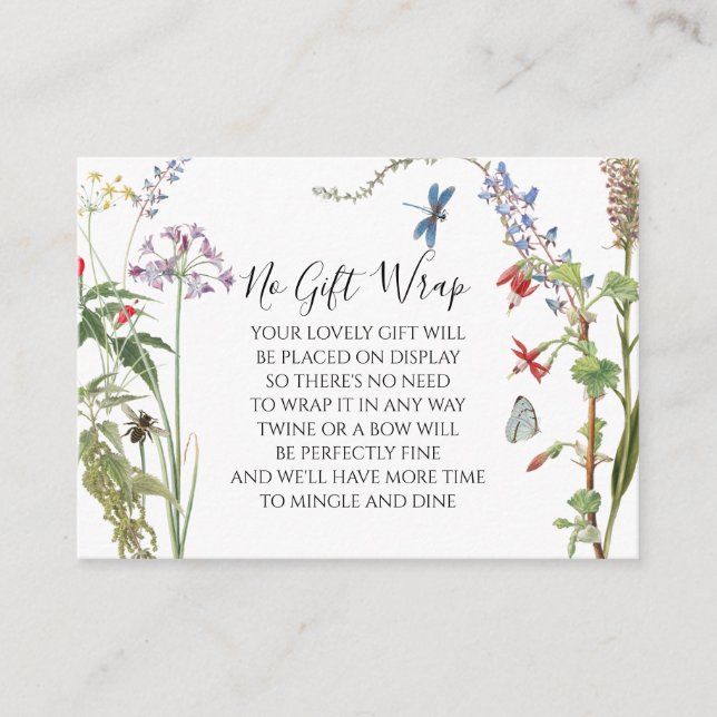 Tarjeta De Recepción Exhibición de Acuarela de Flores Silvestres y Abej (Anverso)