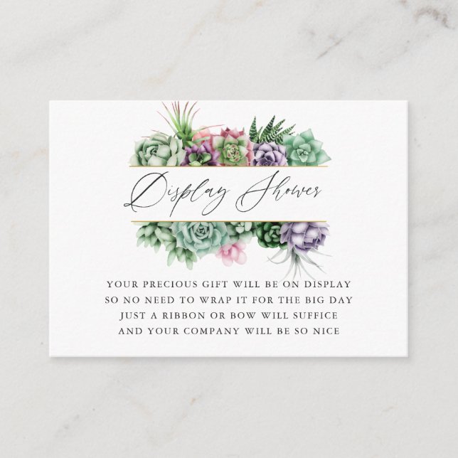 Tarjeta De Recepción Exhibición de Baby Shower de Geometría Suculenta (Anverso)