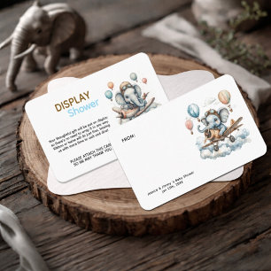 Tarjeta De Recepción Exhibición de Baby Shower Elefante Aviador para du