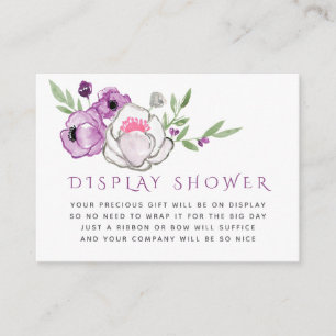 Tarjeta De Recepción Exhibición de ducha de bebé floral violeta y salvi