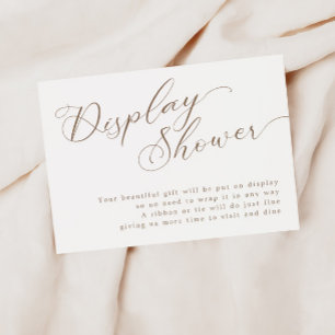 Tarjeta De Recepción Exhibición de ducha de boda con letra marrón moder