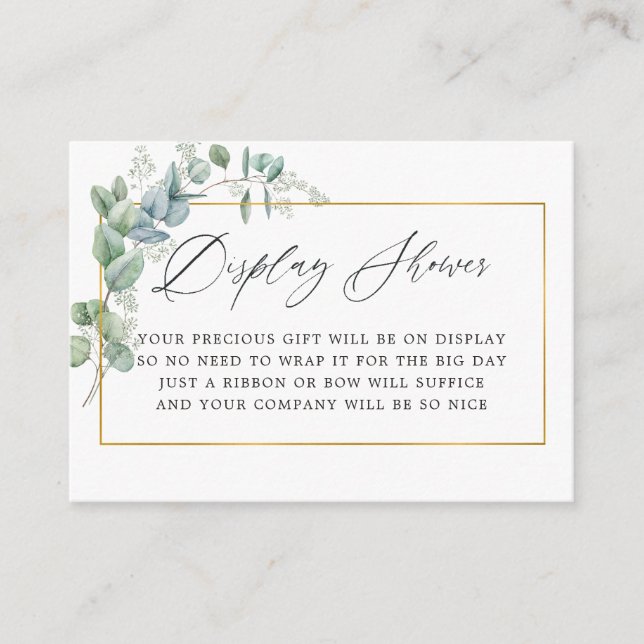 Tarjeta De Recepción Exhibición de ducha de boda de eucalipto geométric (Anverso)